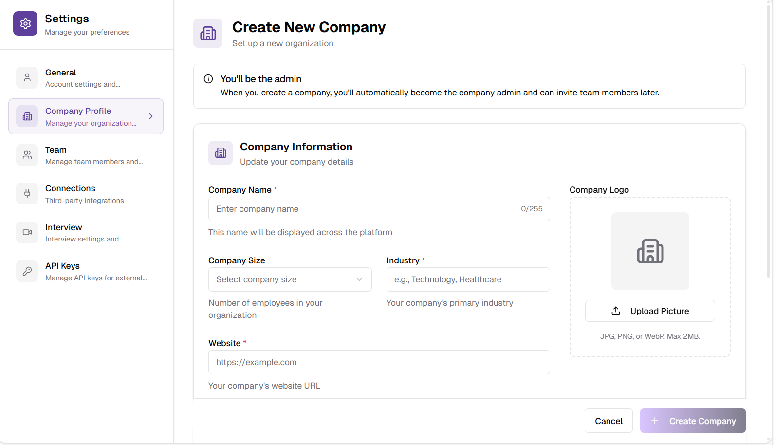 Create Company Form