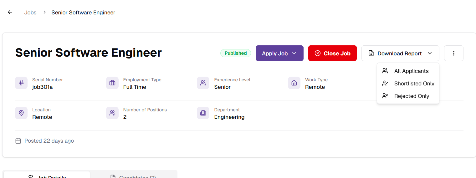 Download Report Dropdown