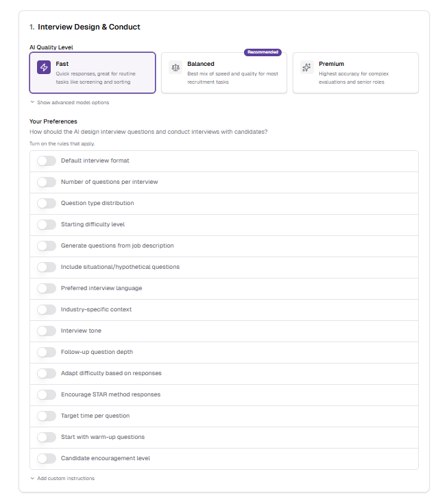 Interview Design Configuration